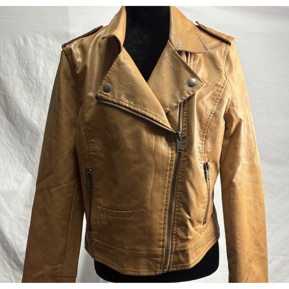 NewAeropostale Faux Light Brown Leather Moto Jacket‎ Size L